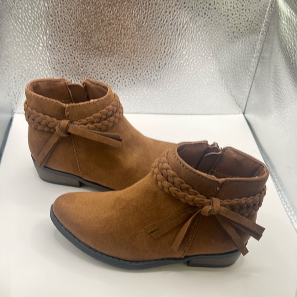 Toddler Girls Brown Braided Ankle Boots Size 8 NWOT Boho Western Zip Booties